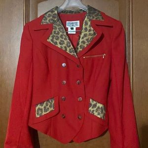 Cache Red and leopard Jacket and skirt. Worn once